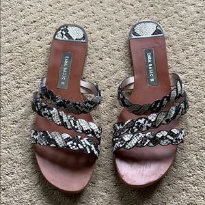Zara reptile strapped flat sandals